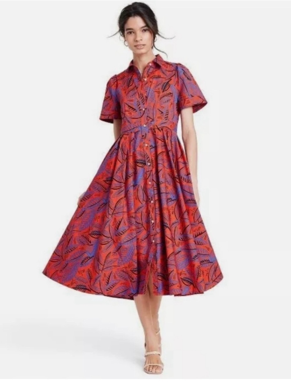 Alexis X Target Tropical Leaf Short Sleeve Shirtdress